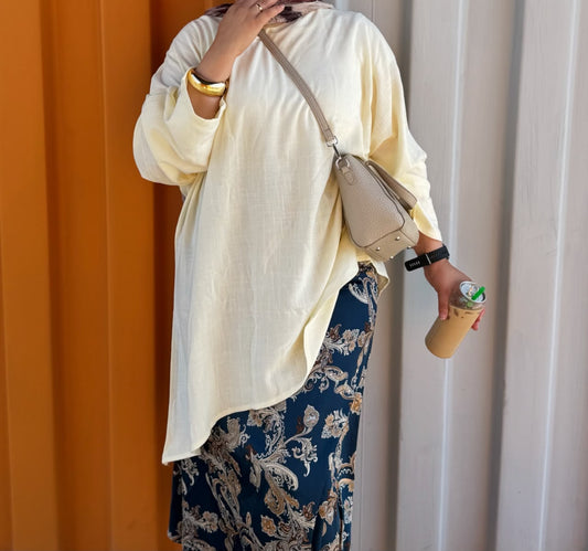 Linen Skirt & Blouse Set