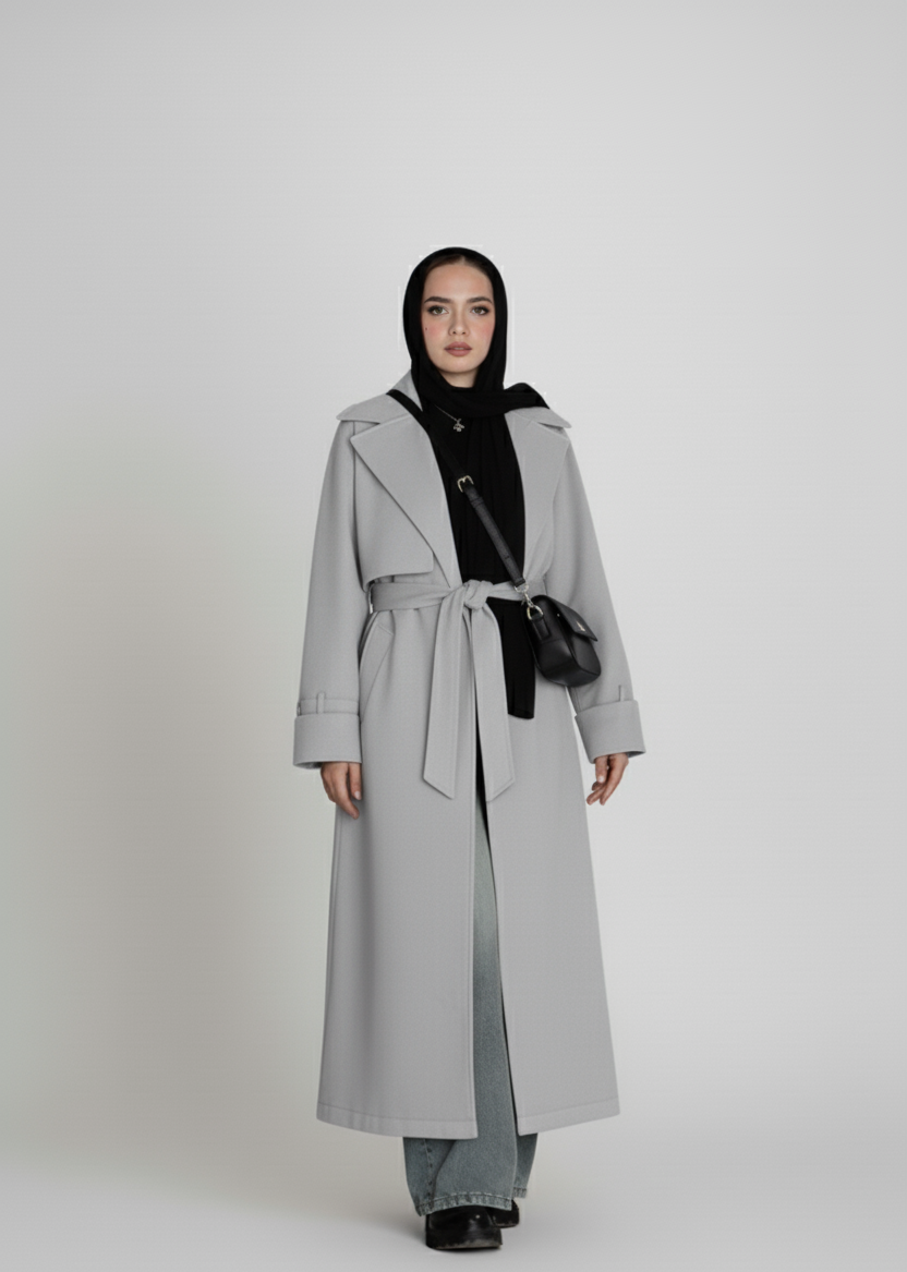 Elegant Winter Overcoat Beige Color with Belt