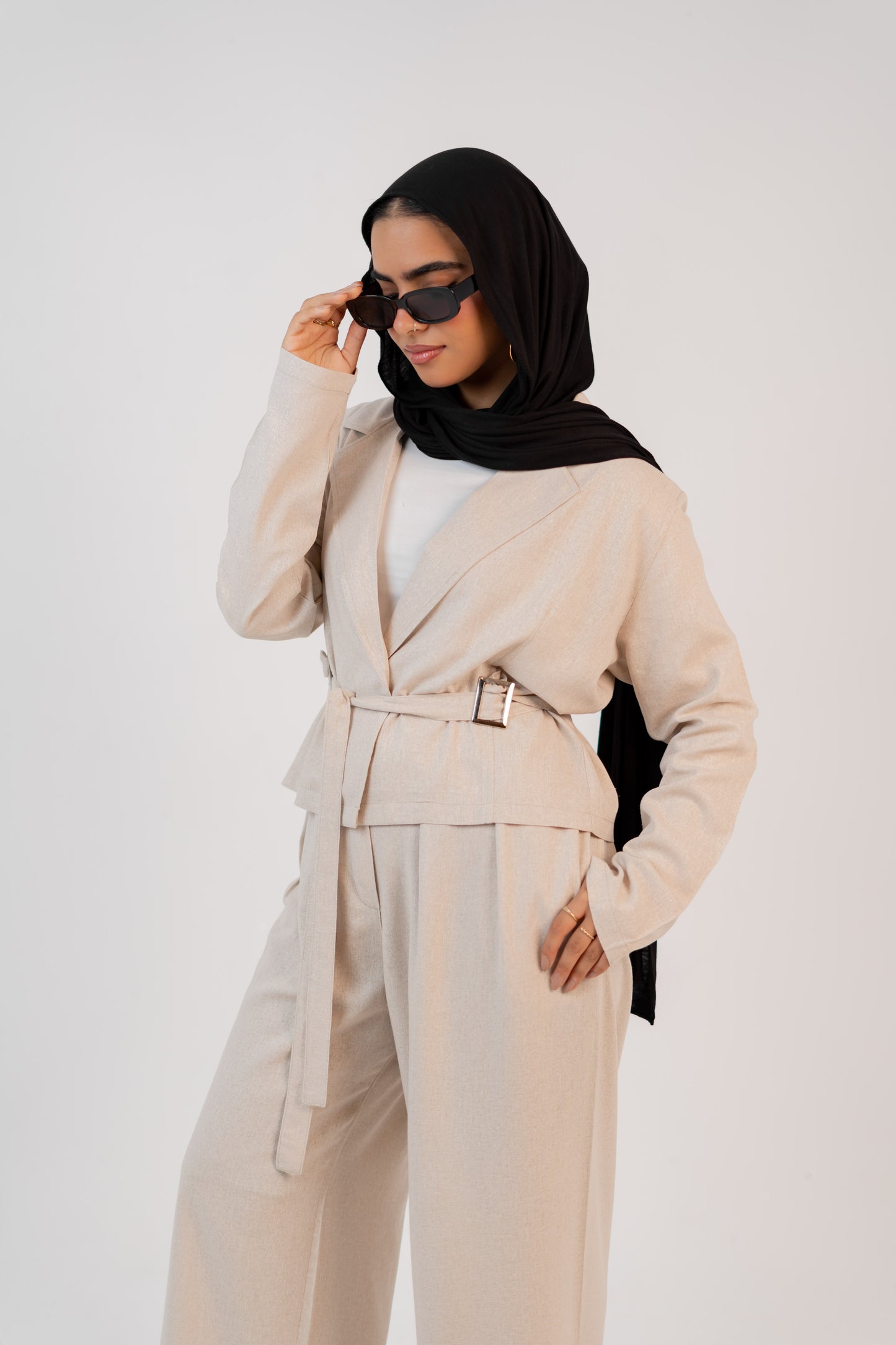 Aurora Belted Linen Blend Set